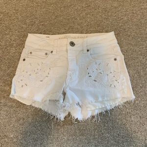 American Eagle White Jean Shorts